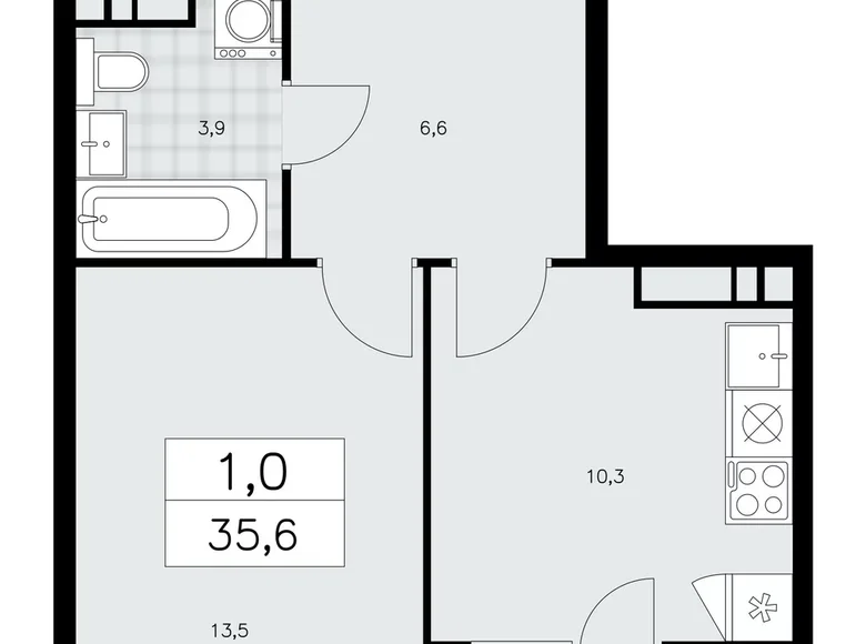 Wohnung 1 Zimmer 36 m² poselenie Sosenskoe, Russland