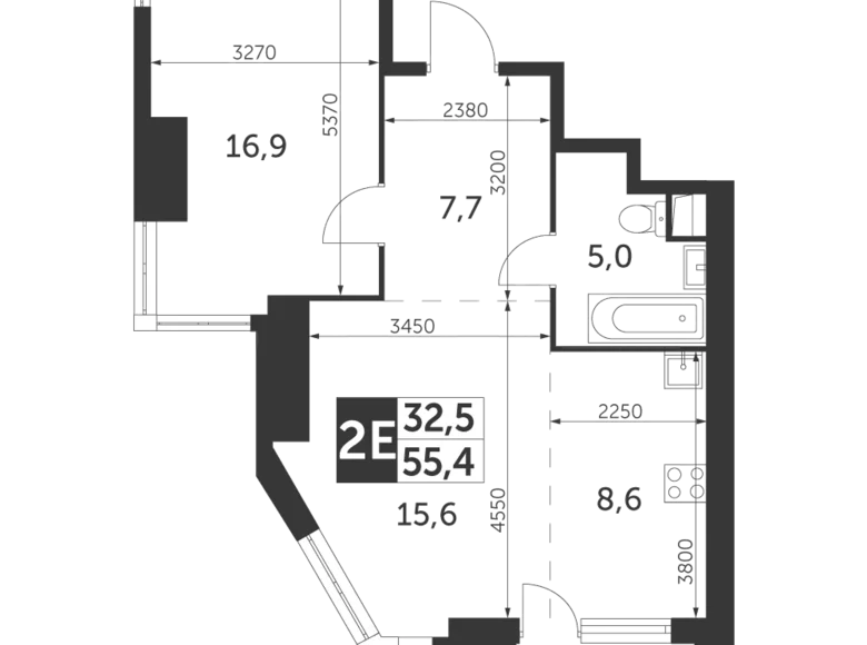 Apartamento 2 habitaciones 55 m² Konkovo District, Rusia