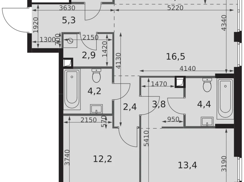 Appartement 3 chambres 74 m² Moscou, Russie