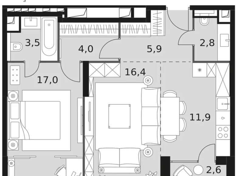 Apartamento 2 habitaciones 63 m² North-Western Administrative Okrug, Rusia