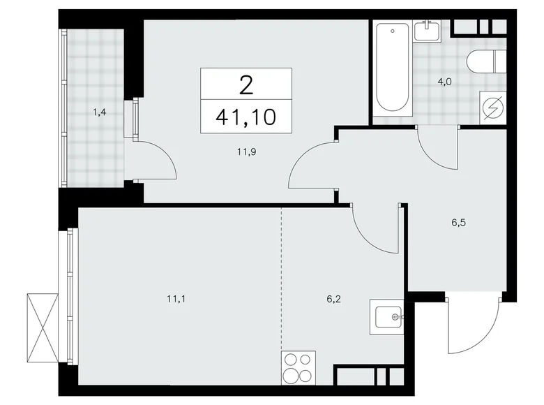 Apartamento 2 habitaciones 41 m² poselenie Sosenskoe, Rusia