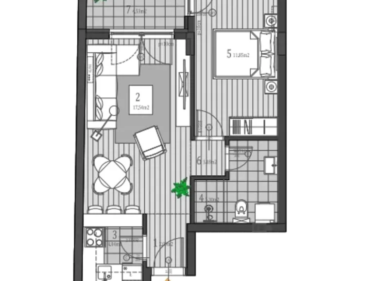 Apartamento 2 habitaciones 45 m² Novi Sad City, Serbia