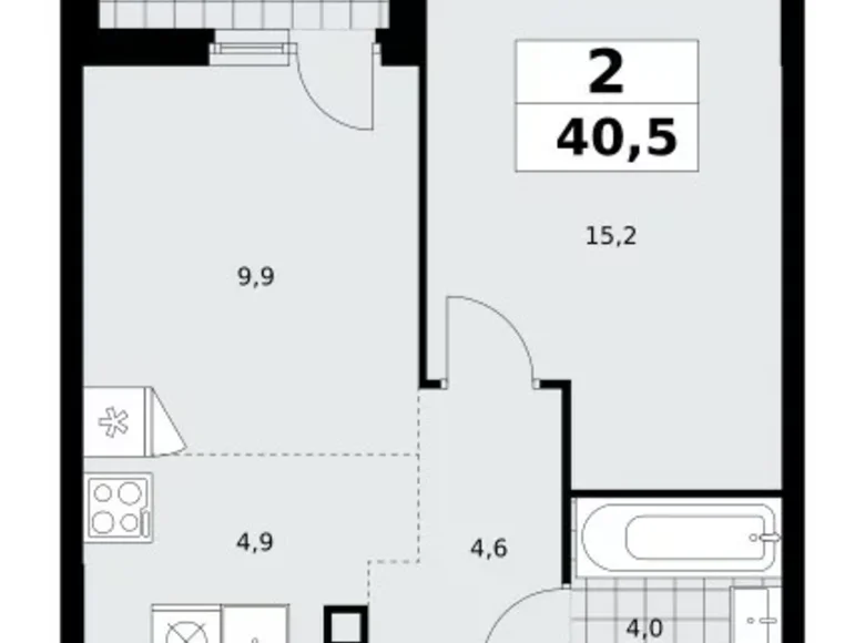 Wohnung 2 Zimmer 41 m² Moskau, Russland