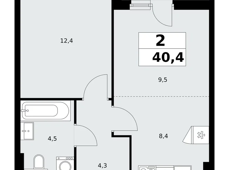 2 room apartment 40 m² poselenie Sosenskoe, Russia