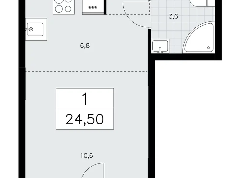 Wohnung 1 Zimmer 25 m² poselenie Sosenskoe, Russland