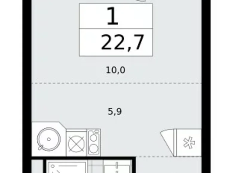 Wohnung 1 zimmer 23 m² Moskau, Russland