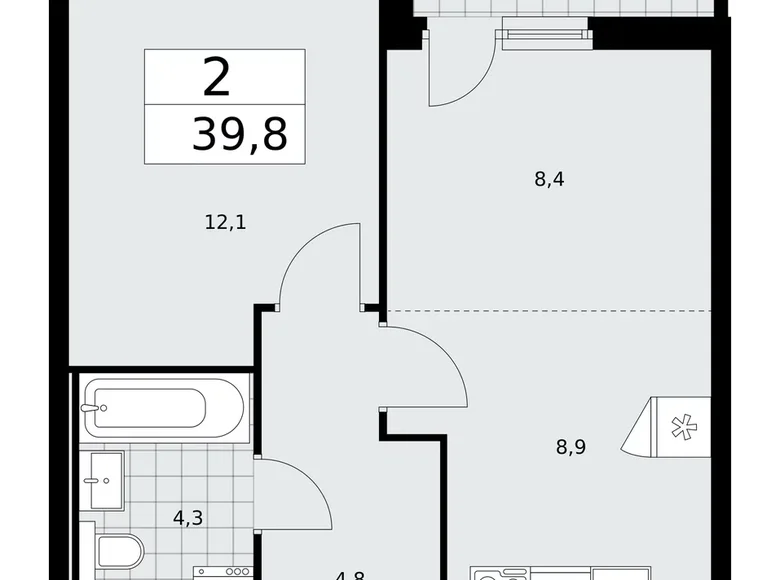 Wohnung 2 Zimmer 40 m² Moskau, Russland