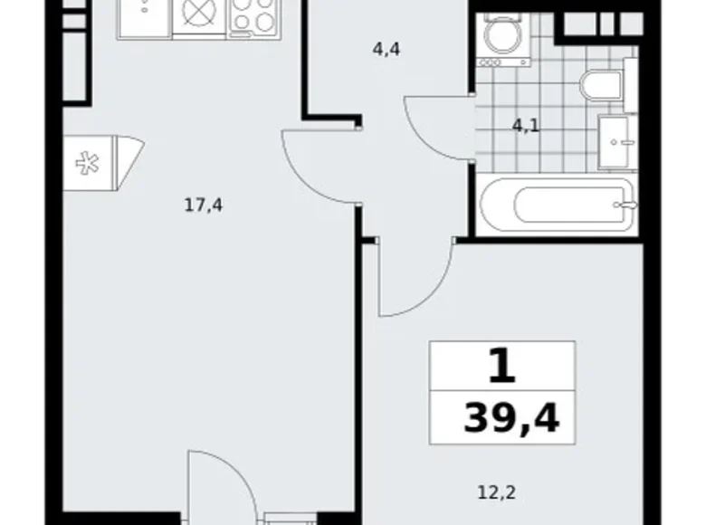 1 room apartment 39 m² poselenie Sosenskoe, Russia