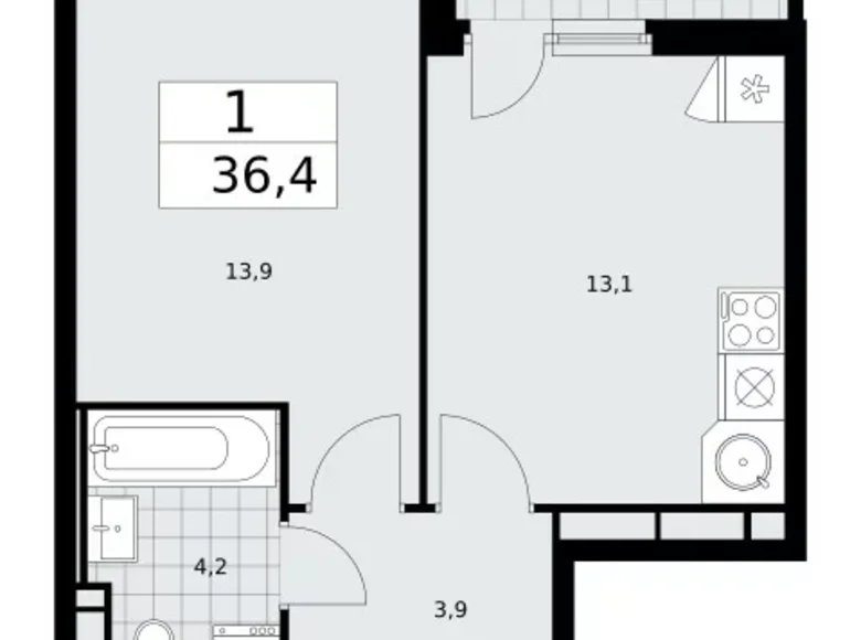 Mieszkanie 1 pokój 36 m² Moskwa, Rosja