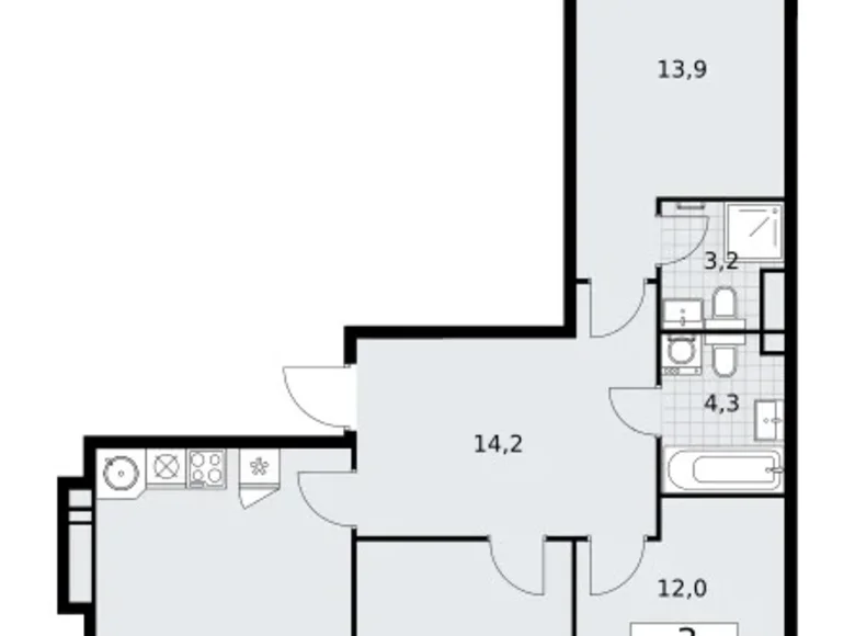 3 room apartment 79 m² Vnukovo, Russia