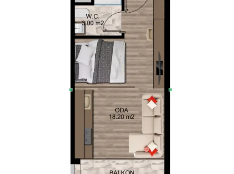 Apartamento 32 m² Mezitli, Turquía