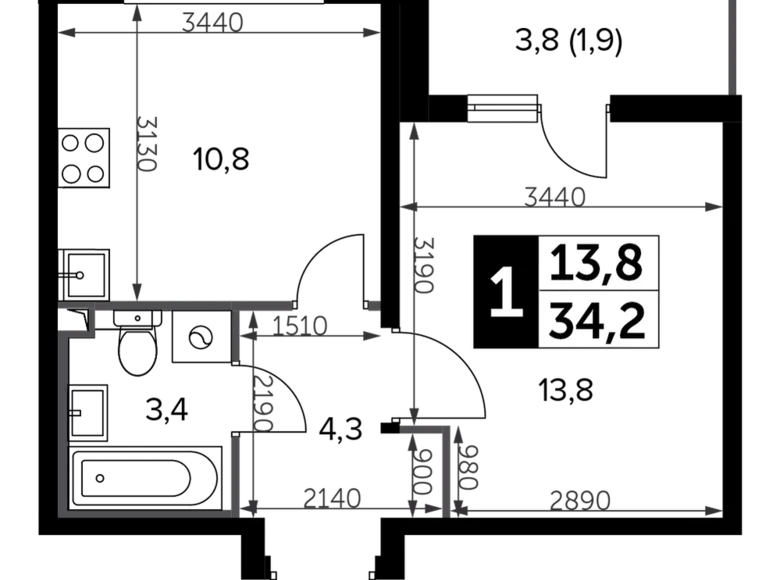 Mieszkanie 1 pokój 35 m² Leninsky District, Rosja