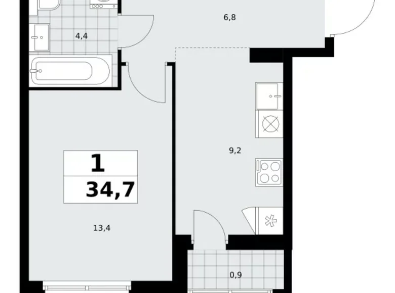 Mieszkanie 1 pokój 35 m² poselenie Sosenskoe, Rosja