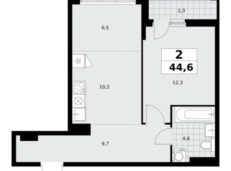 Mieszkanie 2 pokoi 45 m² poselenie Sosenskoe, Rosja
