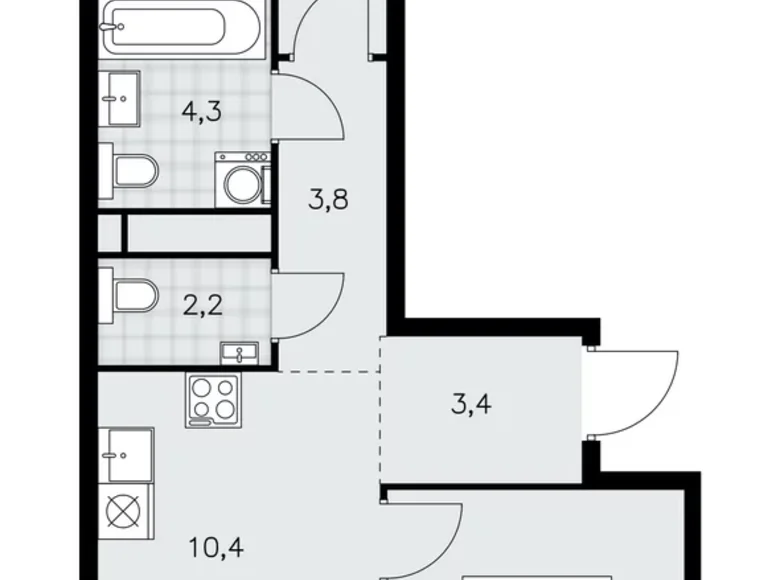 Wohnung 3 zimmer 56 m² poselenie Sosenskoe, Russland