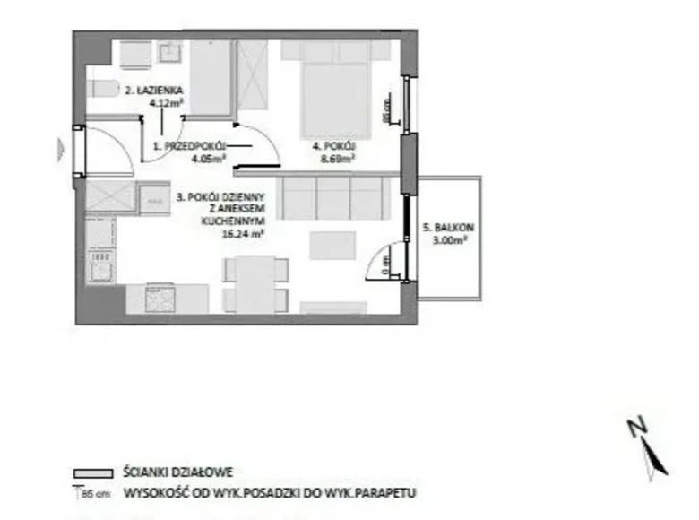 Apartamento 2 habitaciones 33 m² Danzig, Polonia