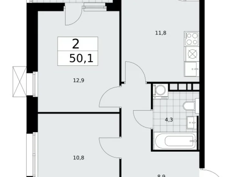 Wohnung 2 Zimmer 50 m² Moskau, Russland