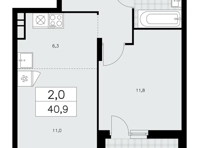 Wohnung 2 Zimmer 41 m² poselenie Sosenskoe, Russland