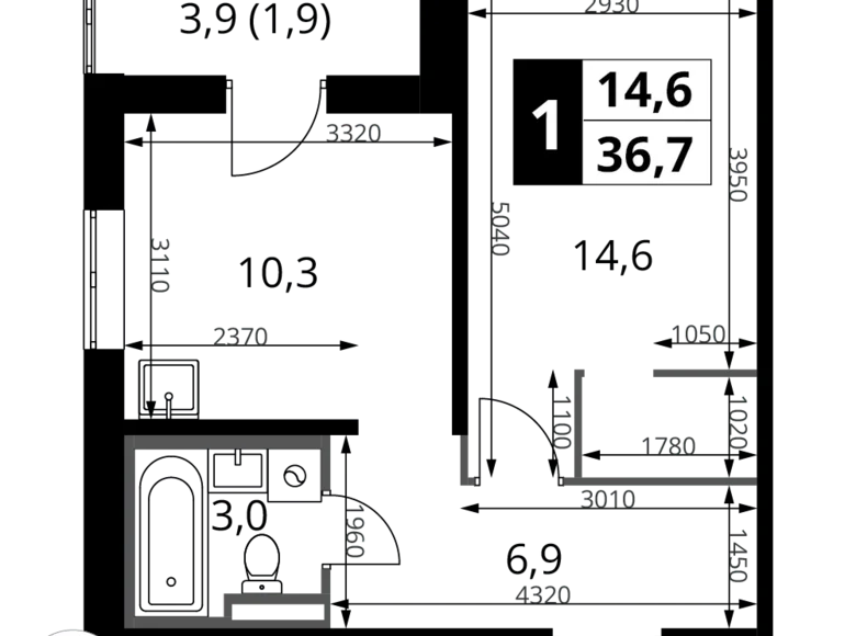 Apartamento 1 habitación 37 m² Potapovo, Rusia