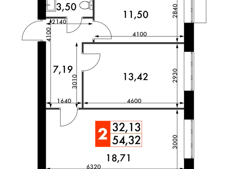 Квартира 2 комнаты 54 м² Одинцовский городской округ, Россия