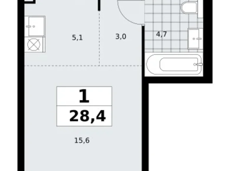 Mieszkanie 1 pokój 28 m² poselenie Sosenskoe, Rosja