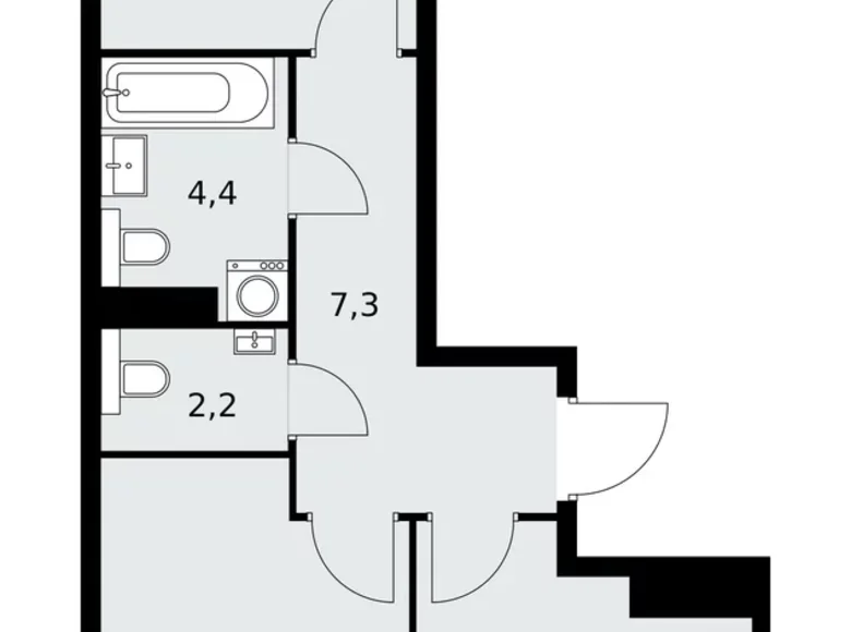 2 room apartment 52 m² poselenie Sosenskoe, Russia