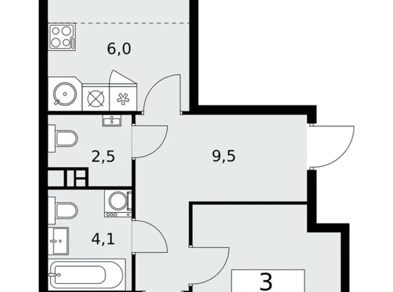 Квартира 3 комнаты 60 м² Москва, Россия