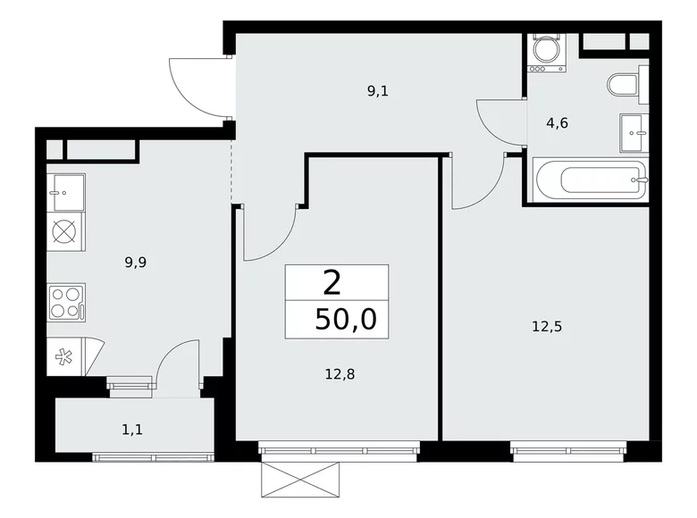 Wohnung 2 Zimmer 50 m² poselenie Sosenskoe, Russland