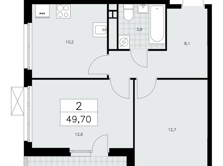 Mieszkanie 2 pokoi 50 m² poselenie Sosenskoe, Rosja