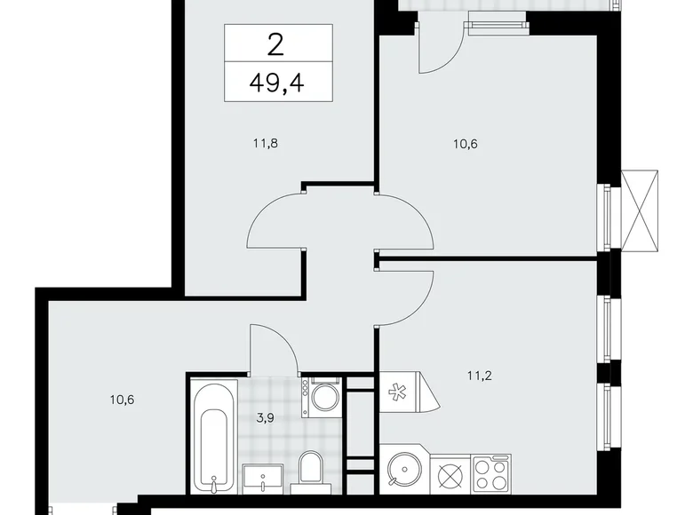 Apartamento 2 habitaciones 49 m² Moscú, Rusia