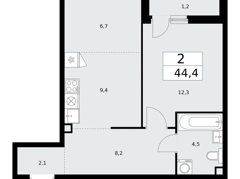 2 room apartment 44 m² poselenie Sosenskoe, Russia