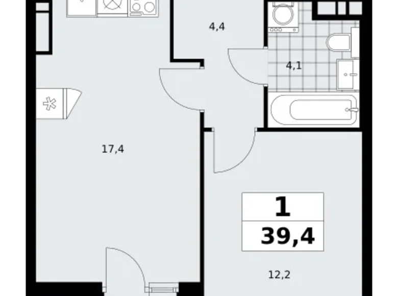 1 room apartment 39 m² poselenie Sosenskoe, Russia