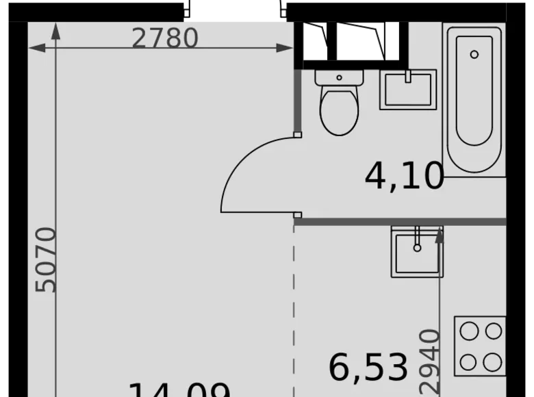 Студия 1 комната 25 м² Москва, Россия