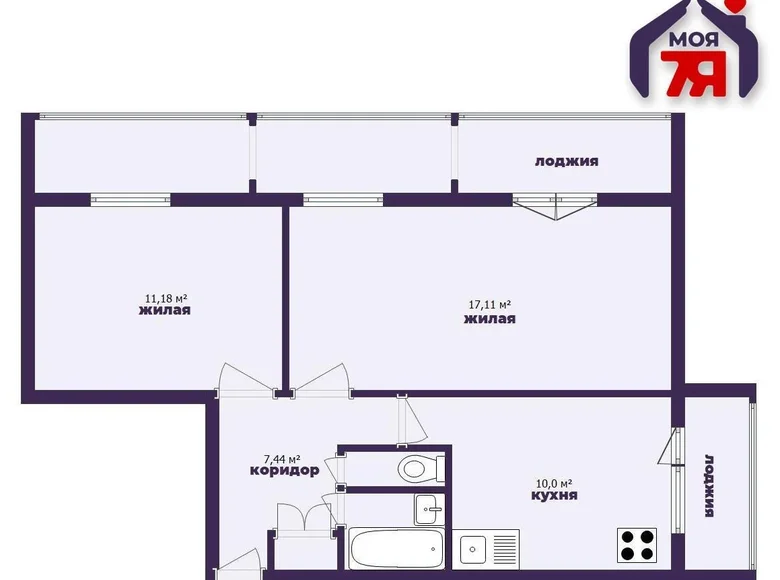 Квартира 2 комнаты 57 м² Минск, Беларусь