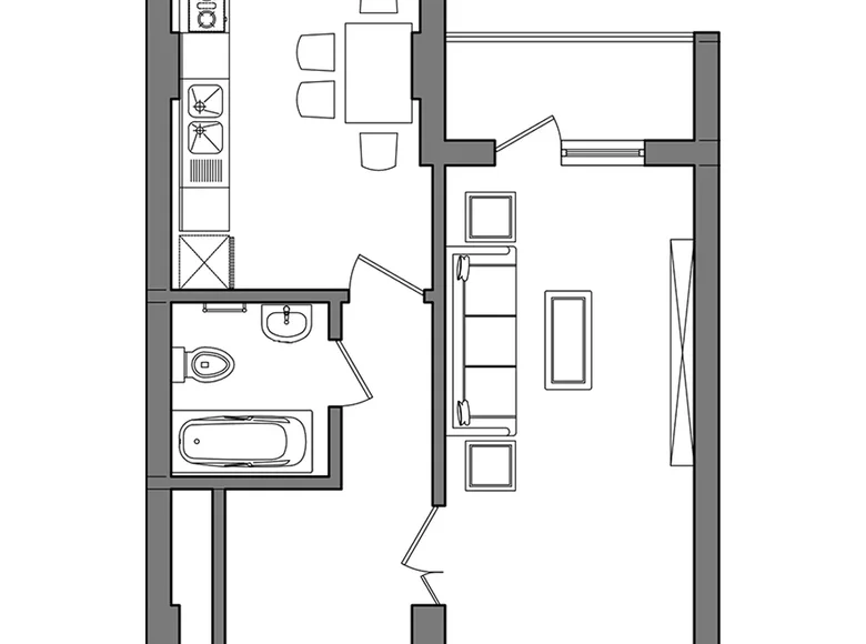 Kvartira 1 xona 47 m² Toshkentda