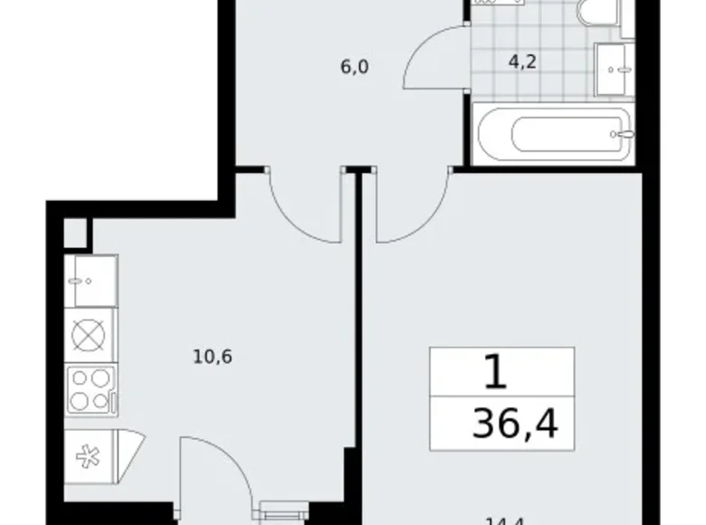 Mieszkanie 1 pokój 36 m² Troick, Rosja