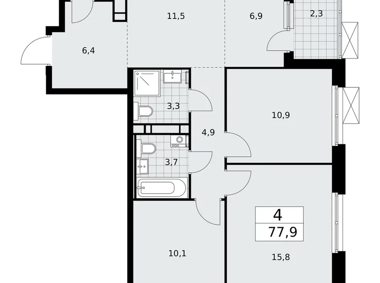 Appartement 4 chambres 78 m² Moscou, Fédération de Russie