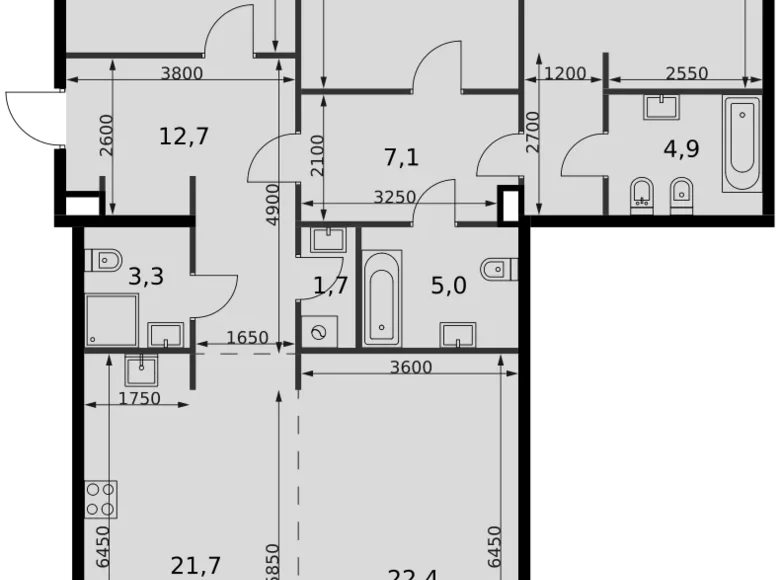 Квартира 3 комнаты 124 м² Северо-Западный административный округ, Россия