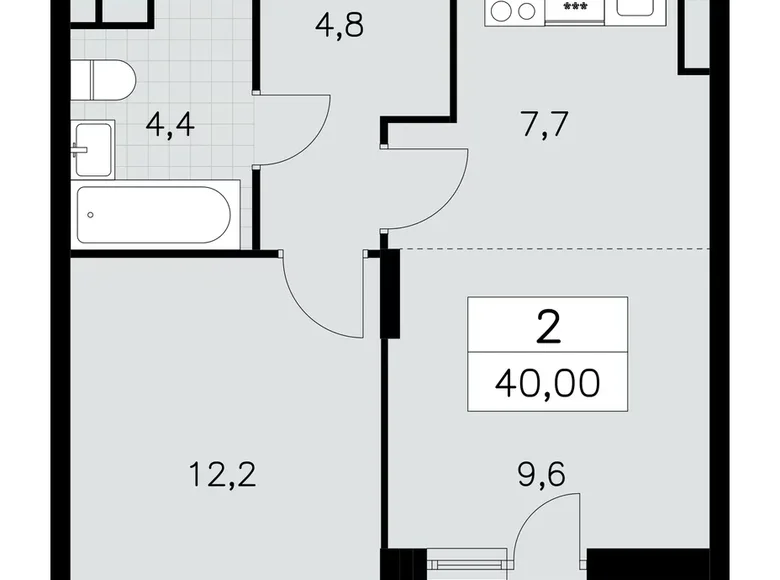 Mieszkanie 2 pokoi 40 m² poselenie Sosenskoe, Rosja