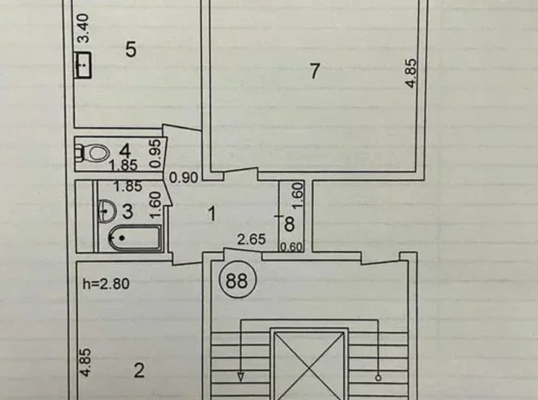 Kvartira 2 xonalar 64 m² Toshkentda