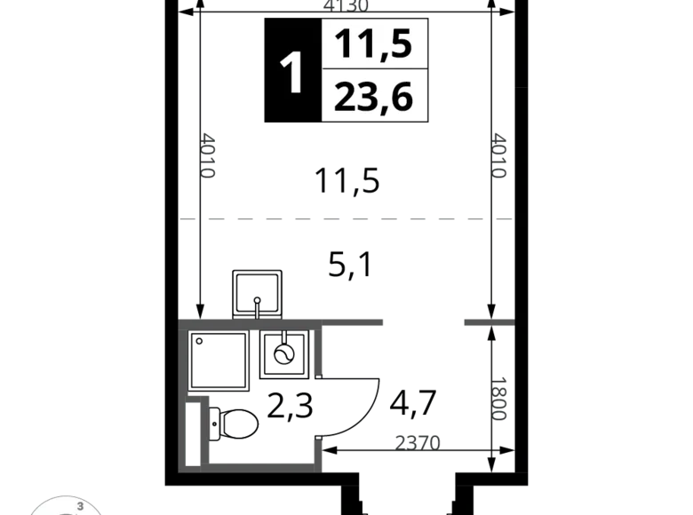 Студия 1 комната 24 м² Potapovo, Россия