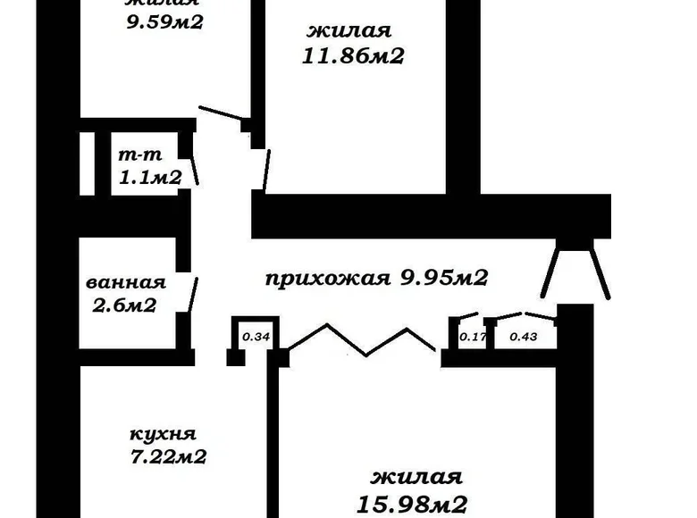 Apartamento 3 habitaciones 59 m² Minsk, Bielorrusia