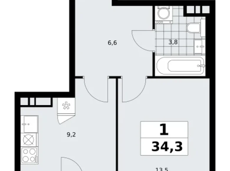 Appartement 1 chambre 34 m² poselenie Sosenskoe, Fédération de Russie