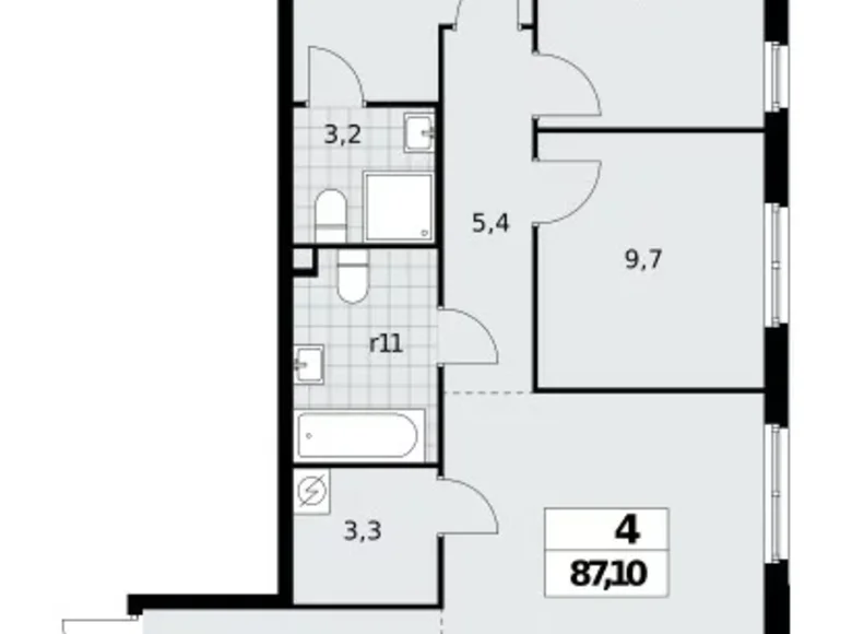 Wohnung 4 Zimmer 87 m² Nördlicher Verwaltungsbezirk, Russland