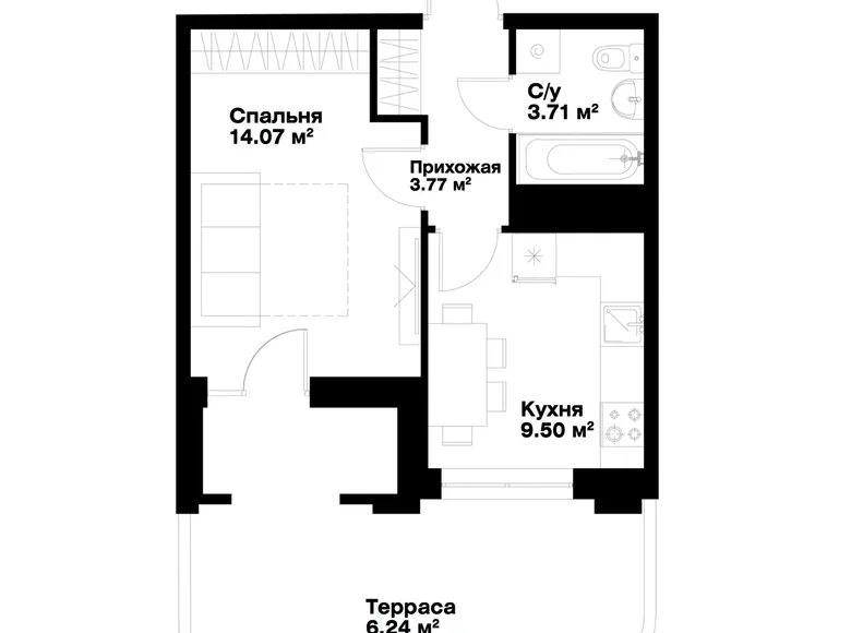 Kvartira 2 xonalar 53 m² Toshkentda