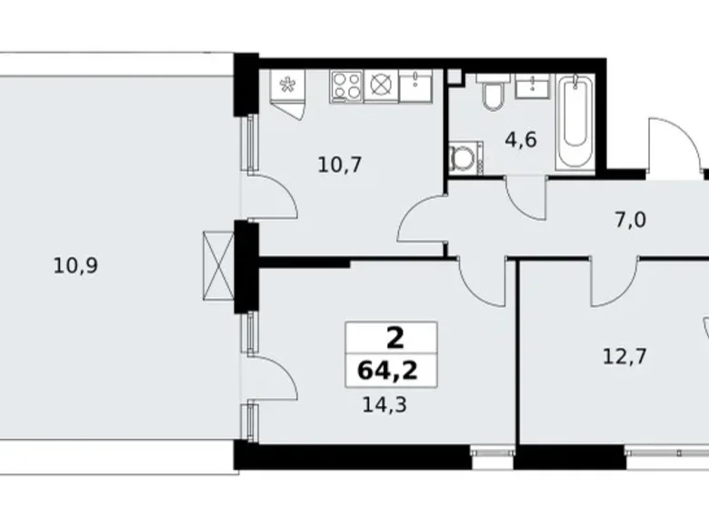 Квартира 2 комнаты 64 м² поселение Сосенское, Россия