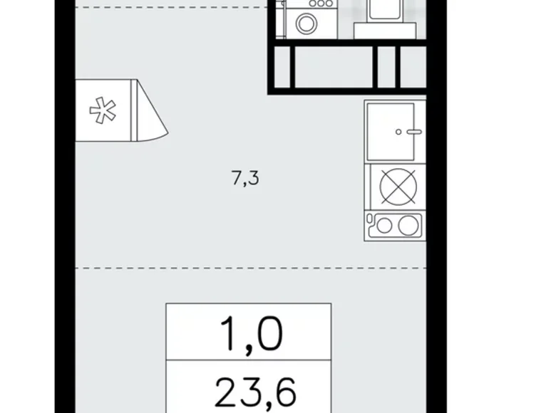 Квартира 1 комната 24 м² поселение Сосенское, Россия