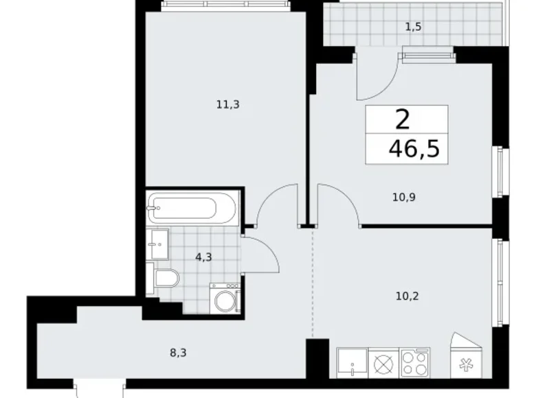 Квартира 2 комнаты 47 м² район Троицк, Россия