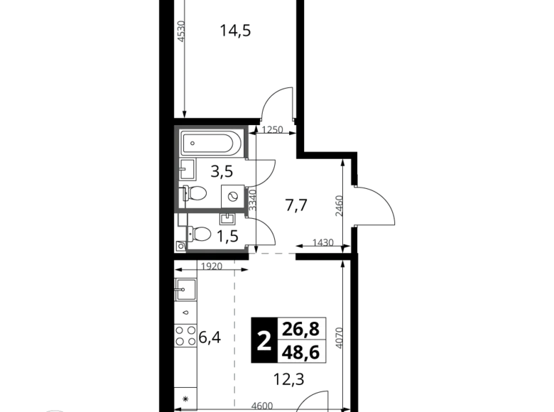 Квартира 2 комнаты 49 м² Ленинский район, Россия