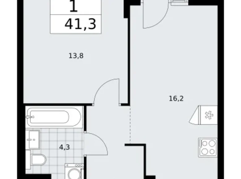 Wohnung 1 zimmer 41 m² Troizk, Russland